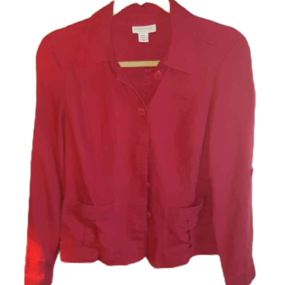 LINEN RASPBERRY JACKET! Charter Club Jacket P/S Raspberry ☆ - Picture 3 of 11